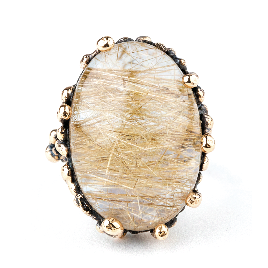Hakan - Rutilated Quartz Band Ring - Made on Order -