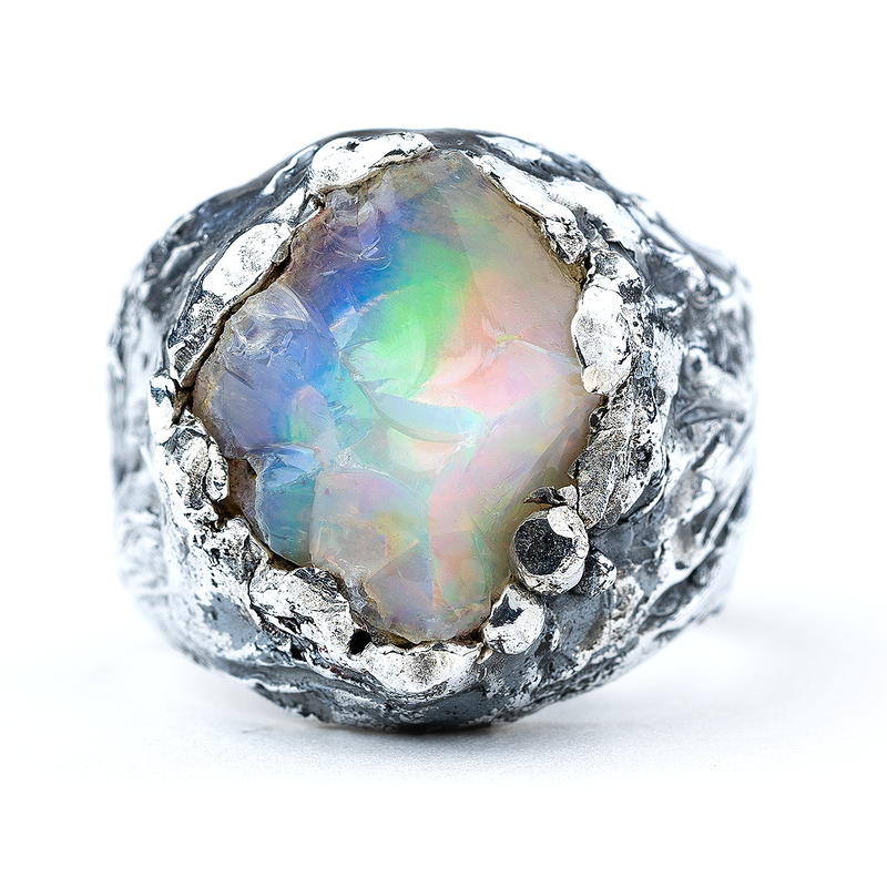 Genuine Raw Nobile Opal Ring - Unique Piece -