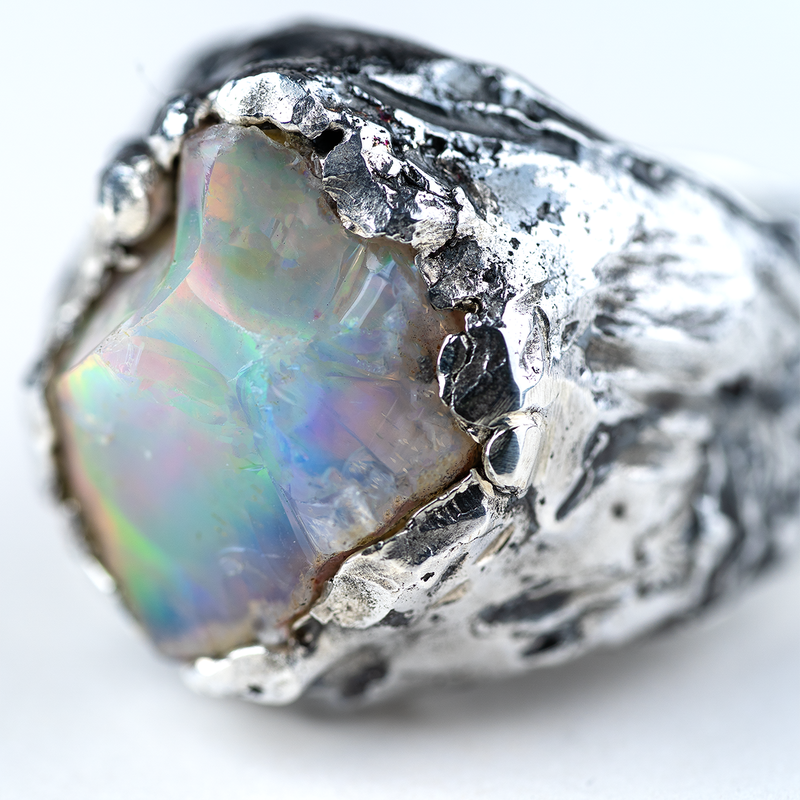 Genuine Raw Nobile Opal Ring - Unique Piece -