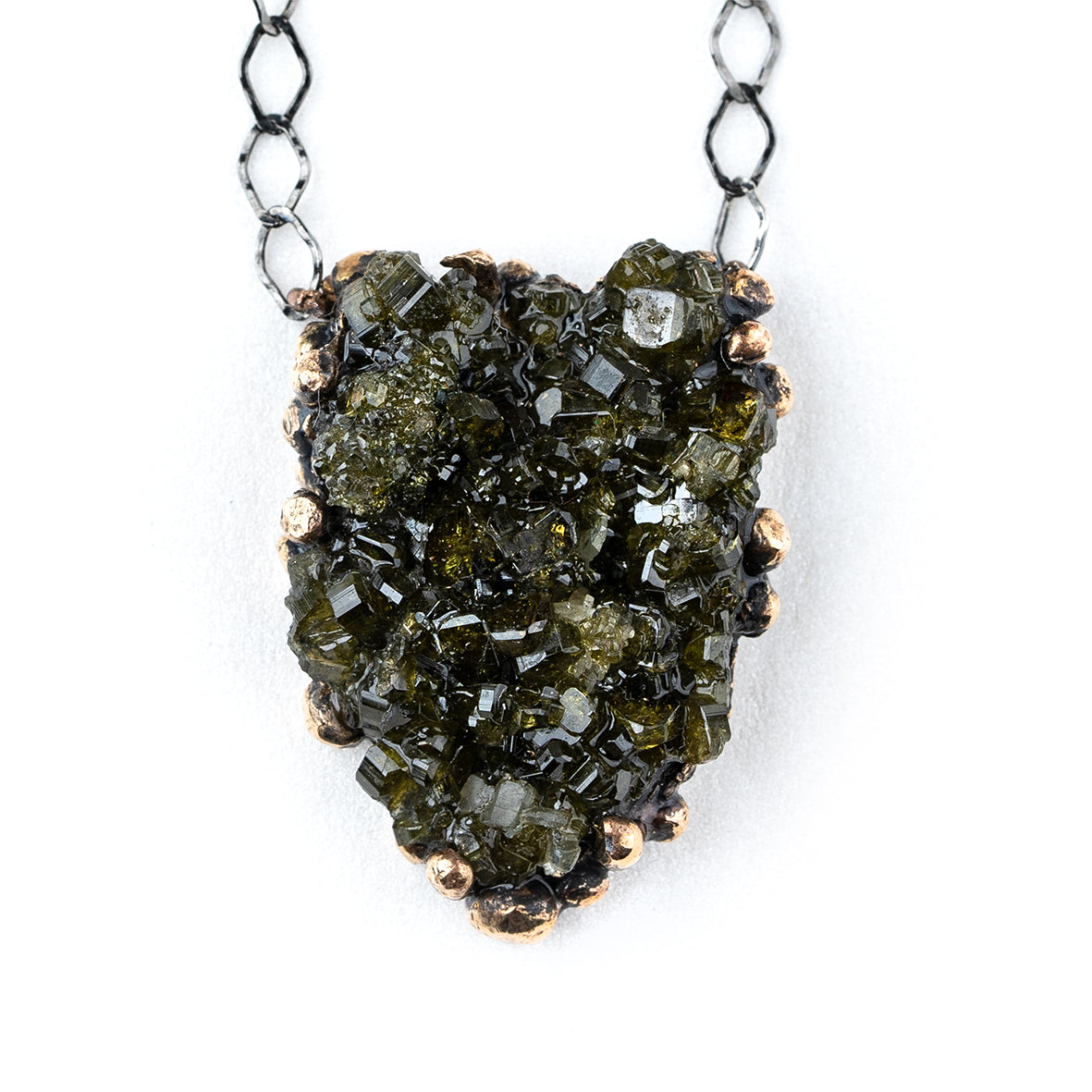 Vesuvianite Druzy Necklace - Unique Piece -