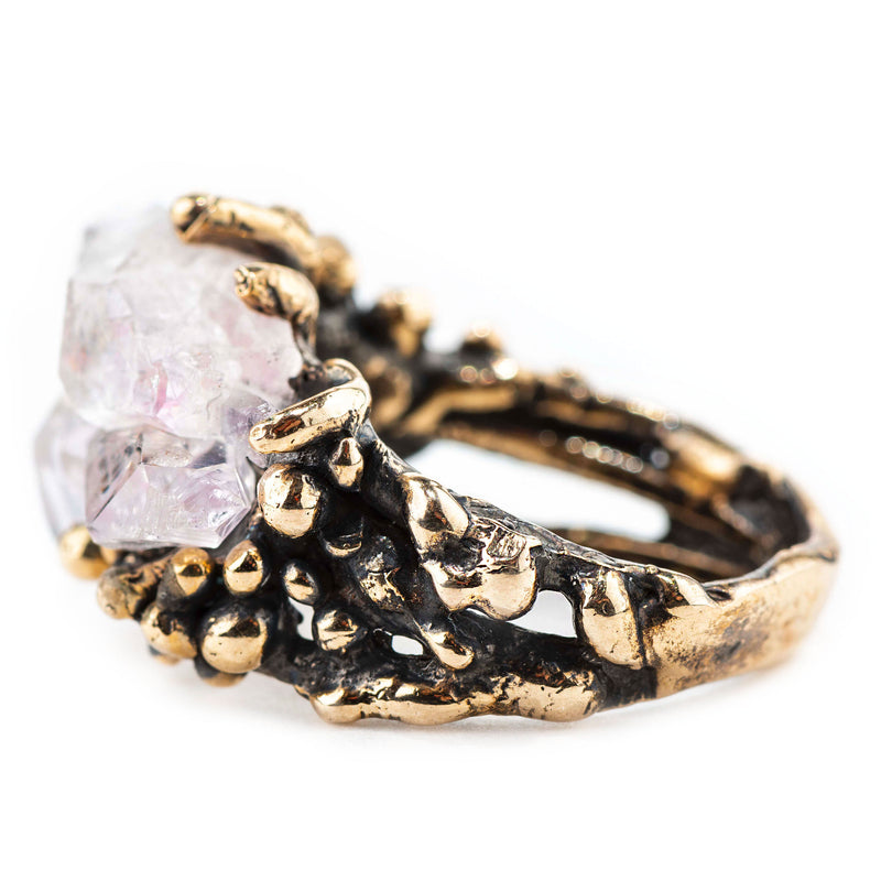 Elestial Rose Quartz Ring - Unique Piece - Giardinoblu Jewellery Milan