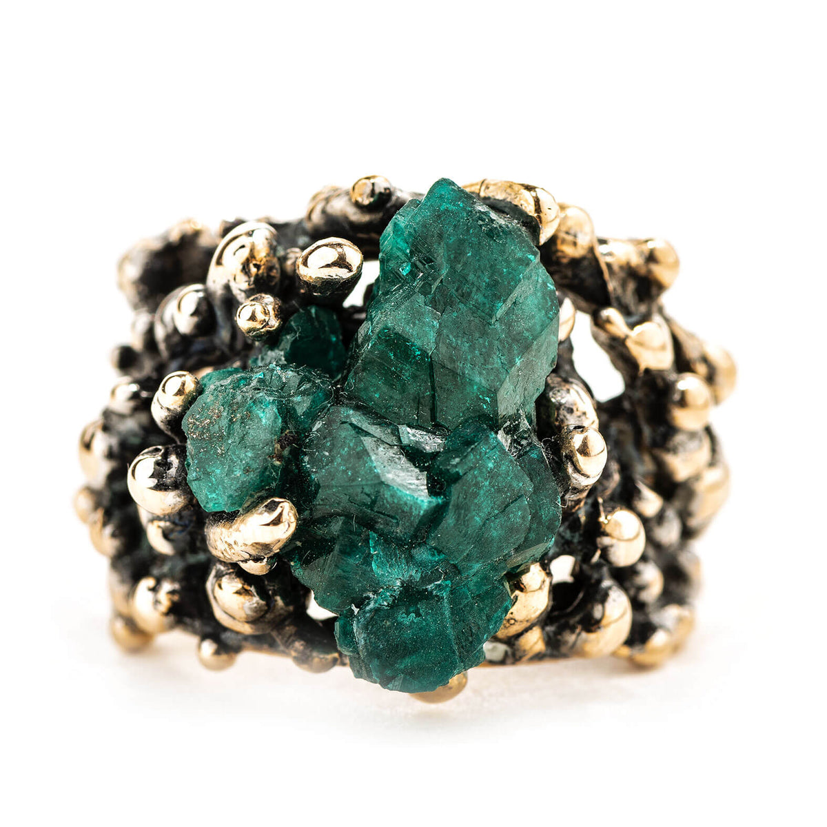 Dioptase Statement Ring - Unique piece - Giardinoblu Jewellery Milan