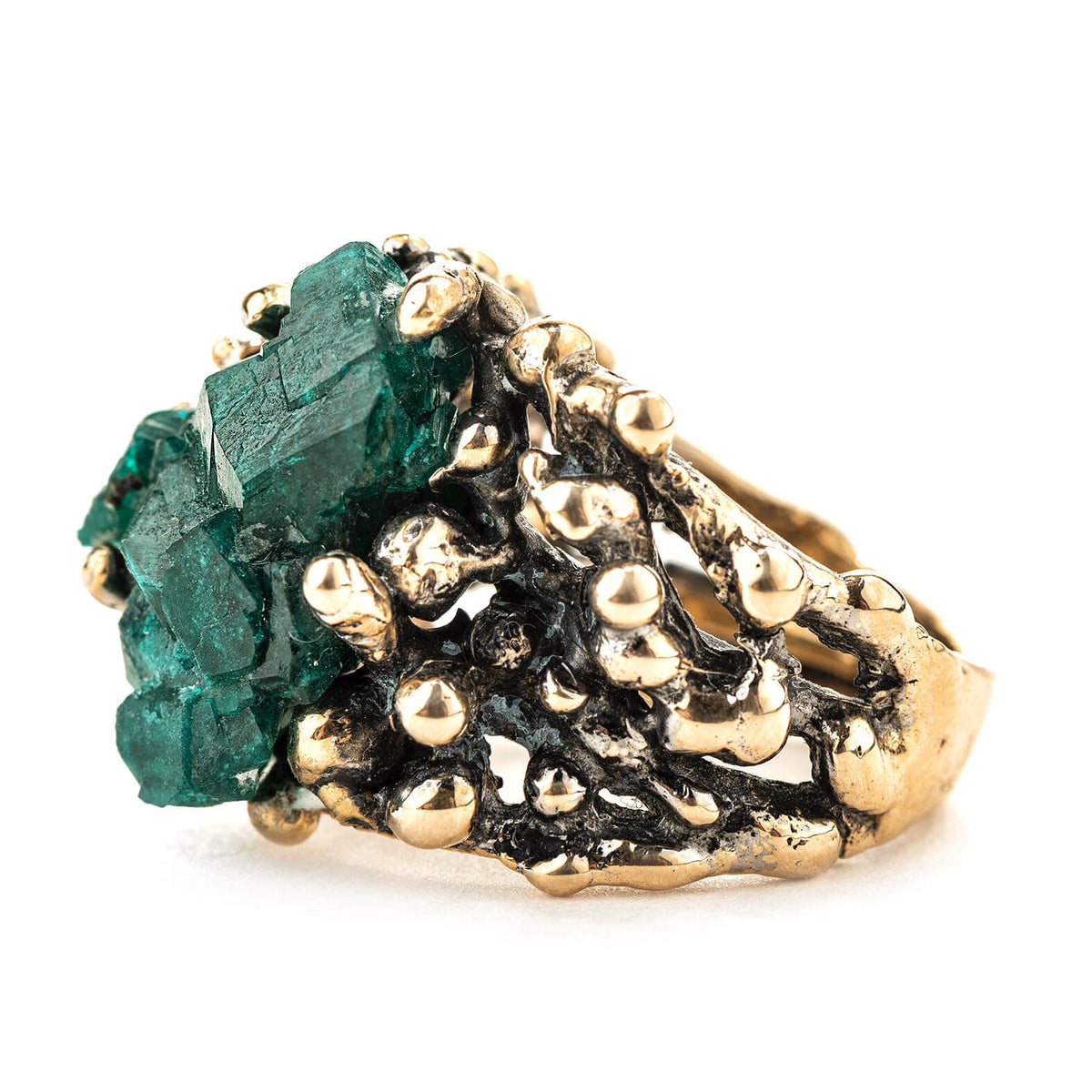 Dioptase Statement Ring - Unique piece - Giardinoblu Jewellery Milan