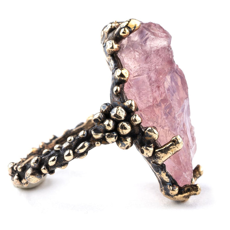 Unique Rose Quartz Ring 